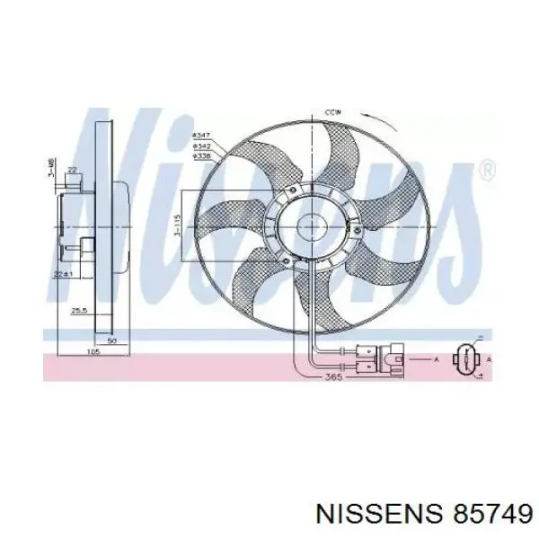 Электровентилятор охлаждения 85749 Nissens