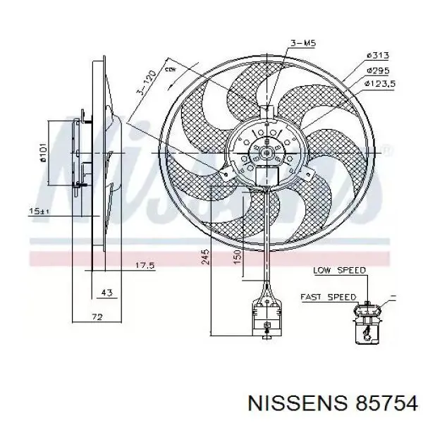 85754 Nissens электровентилятор охлаждения в сборе (мотор+крыльчатка)