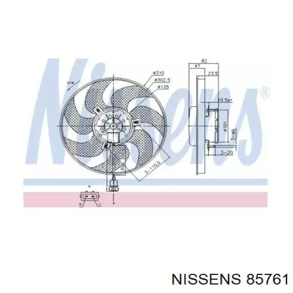 85761 Nissens электровентилятор охлаждения в сборе (мотор+крыльчатка)