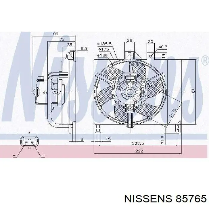 Difusor de radiador, ventilador de refrigeración, condensador del aire acondicionado, completo con motor y rodete 85765 Nissens