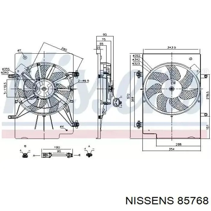 85768 Nissens диффузор радиатора охлаждения, в сборе с мотором и крыльчаткой
