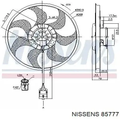 Ventilador (rodete +motor) refrigeración del motor con electromotor completo 85777 Nissens