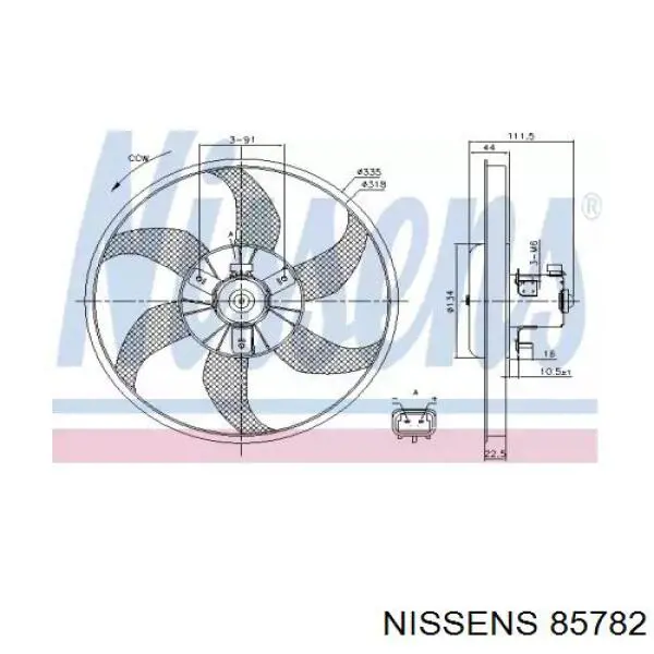 85782 Nissens ventilador elétrico de esfriamento montado (motor + roda de aletas)