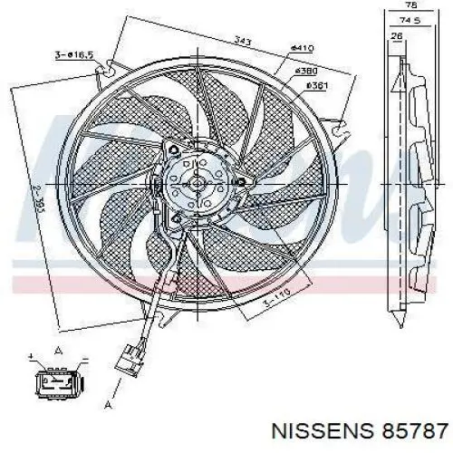 Электровентилятор охлаждения 85787 Nissens