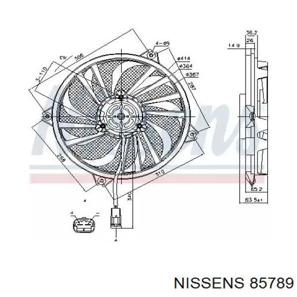 85789 Nissens электровентилятор охлаждения в сборе (мотор+крыльчатка)