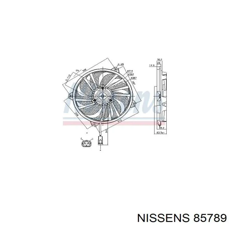 Ventilador (rodete +motor) refrigeración del motor con electromotor completo 85789 Nissens