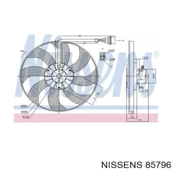 85796 Nissens электровентилятор охлаждения в сборе (мотор+крыльчатка)