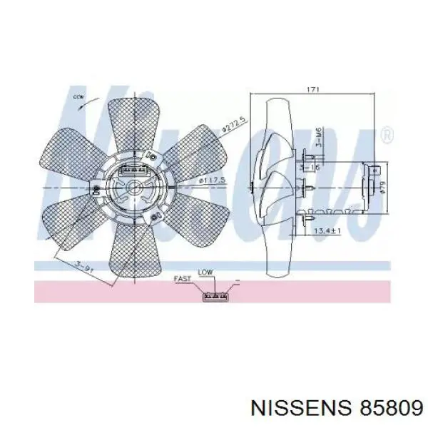 85809 Nissens электровентилятор охлаждения в сборе (мотор+крыльчатка)