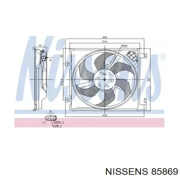 85869 Nissens ventilador (roda de aletas do radiador de esfriamento)