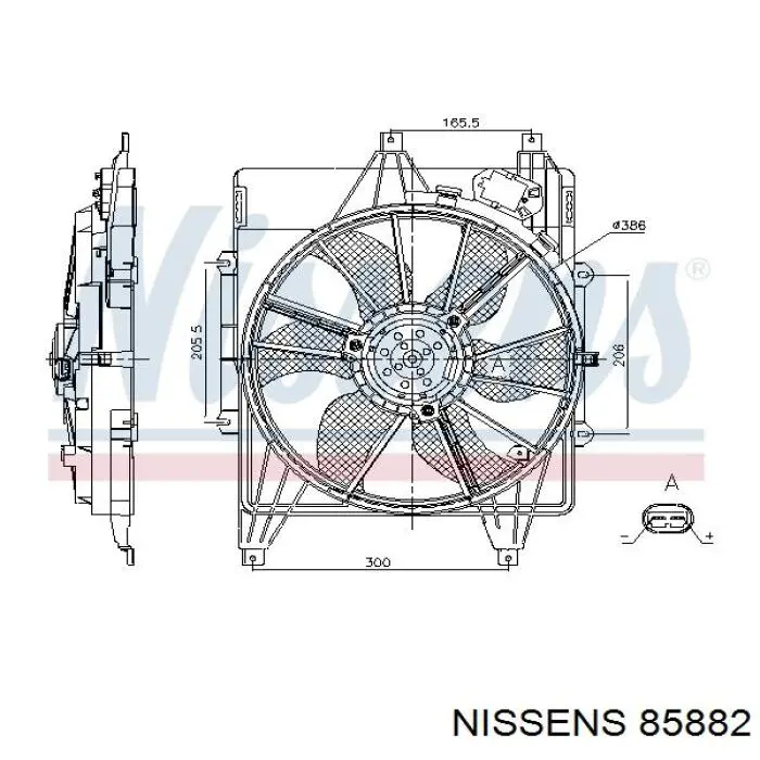 Difusor de radiador, aire acondicionado, completo con motor y rodete 85882 Nissens