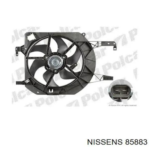 85883 Nissens difusor do radiador de esfriamento, montado com motor e roda de aletas