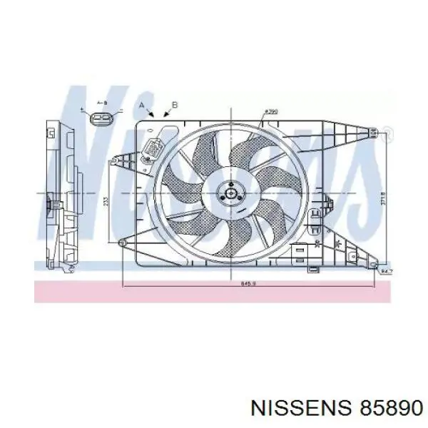 85890 Nissens электровентилятор охлаждения в сборе (мотор+крыльчатка)