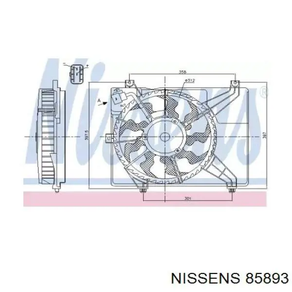 47883 NRF difusor do radiador de esfriamento, montado com motor e roda de aletas