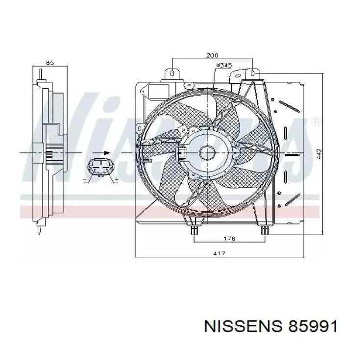 85991 Nissens диффузор радиатора охлаждения, в сборе с мотором и крыльчаткой