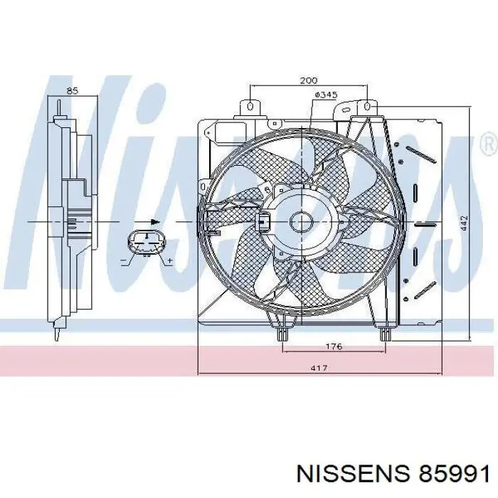 Difusor de radiador, ventilador de refrigeración, condensador del aire acondicionado, completo con motor y rodete 85991 Nissens