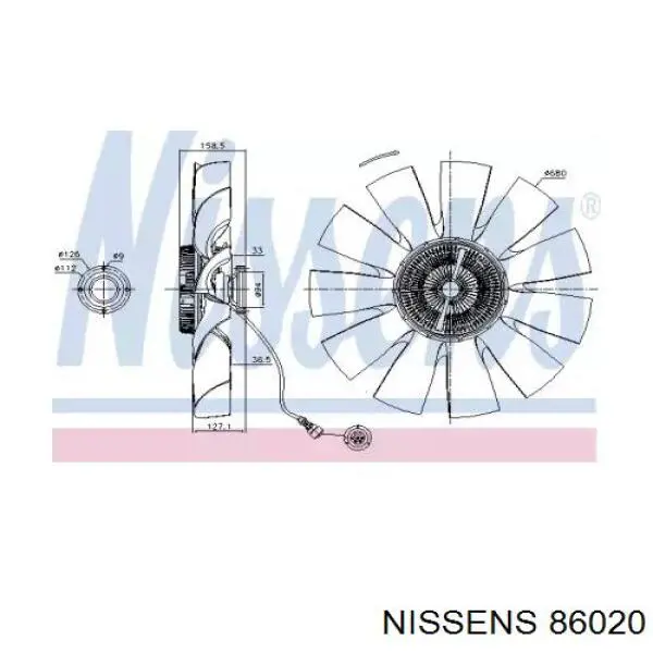 86020 Nissens ventilador (roda de aletas do radiador de esfriamento)