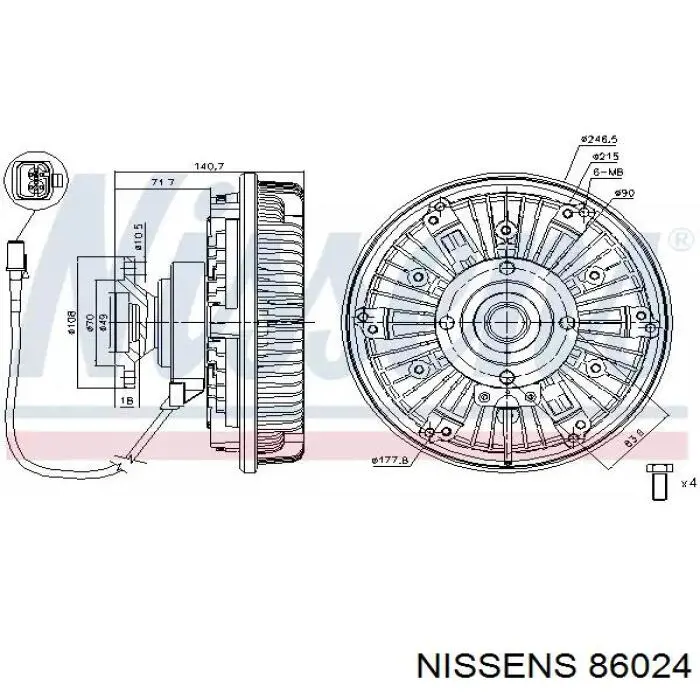 86024 Nissens acoplamento viscoso de ventilador de esfriamento