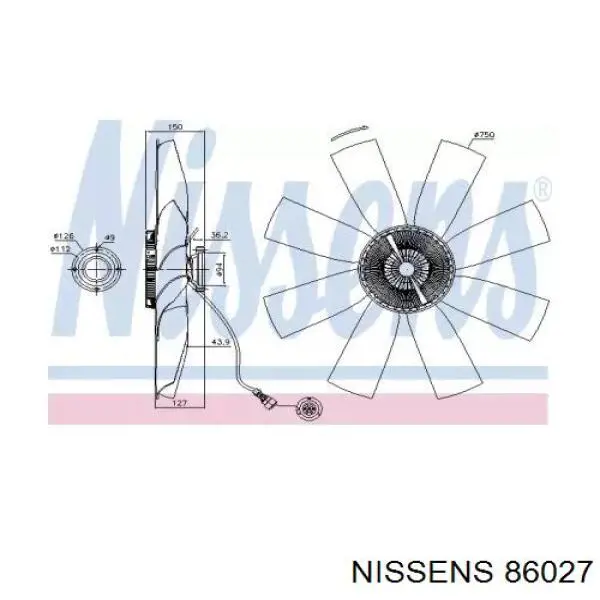 Крыльчатка радиатора охлаждения 86027 Nissens