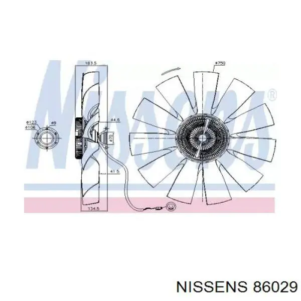 86029 Nissens ventilador (roda de aletas do radiador de esfriamento)