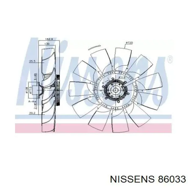 Крыльчатка радиатора охлаждения 86033 Nissens