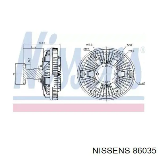 Вискомуфта (вязкостная муфта) вентилятора охлаждения NISSENS 86035