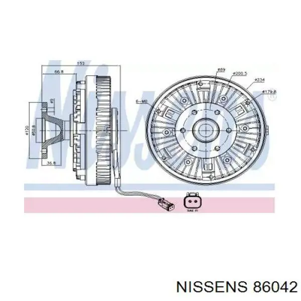 86042 Nissens вискомуфта (вязкостная муфта вентилятора охлаждения)