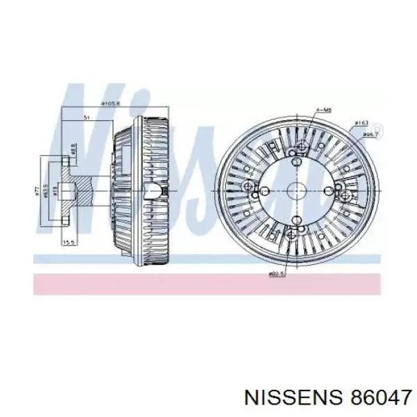 Вискомуфта (вязкостная муфта) вентилятора охлаждения NISSENS 86047