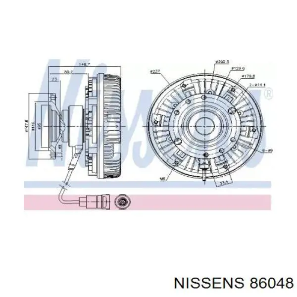 Вискомуфта (вязкостная муфта) вентилятора охлаждения NISSENS 86048