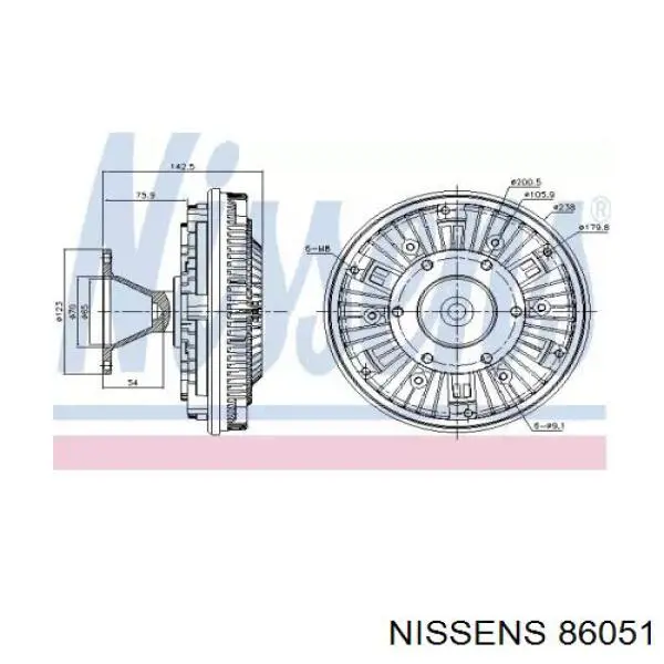 Вискомуфта (вязкостная муфта) вентилятора охлаждения NISSENS 86051