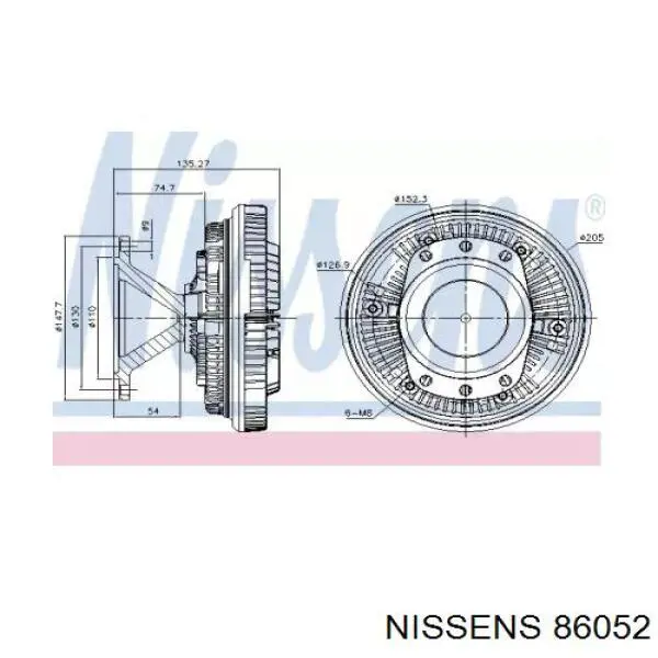 Вискомуфта (вязкостная муфта) вентилятора охлаждения NISSENS 86052