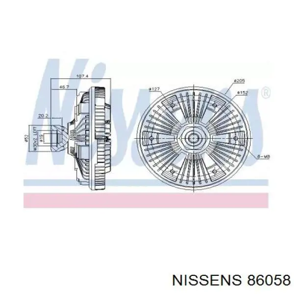 Вискомуфта вентилятора 86058 Nissens