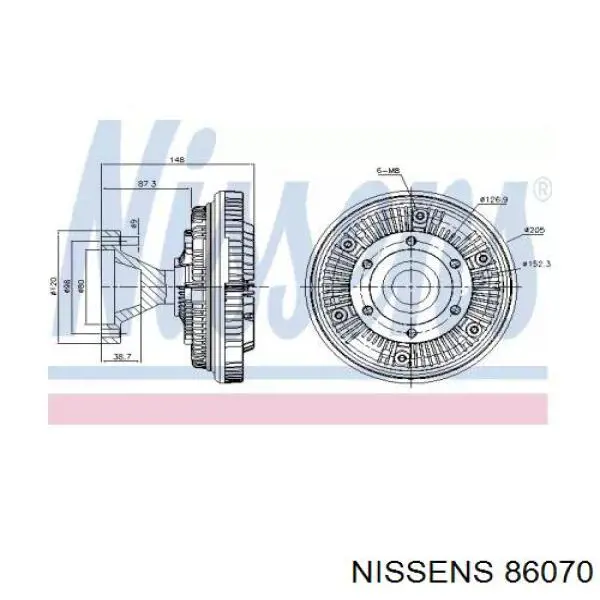 Вискомуфта вентилятора 86070 Nissens