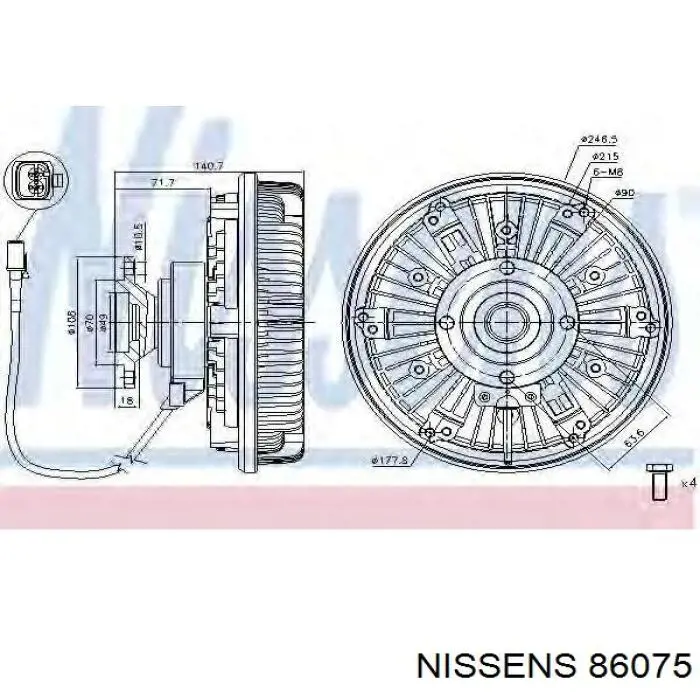 Купить 86075 Nissens Муфта вентилятора охлаждения