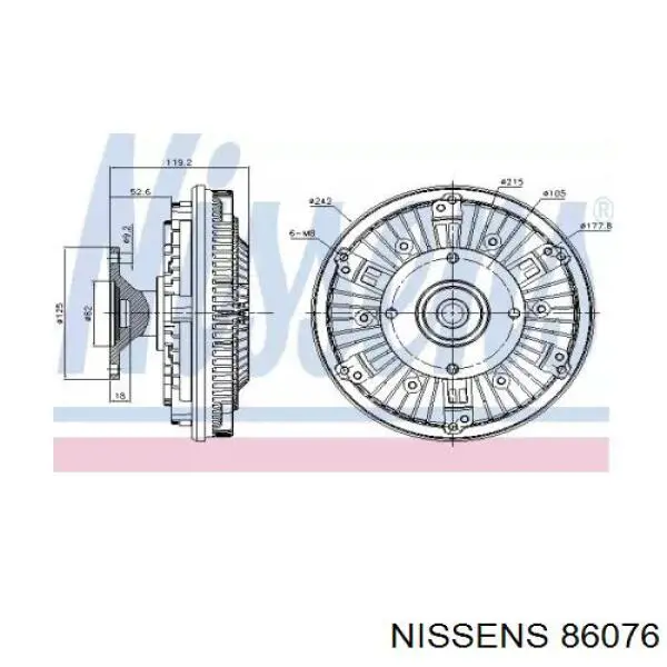 Вискомуфта вентилятора 86076 Nissens