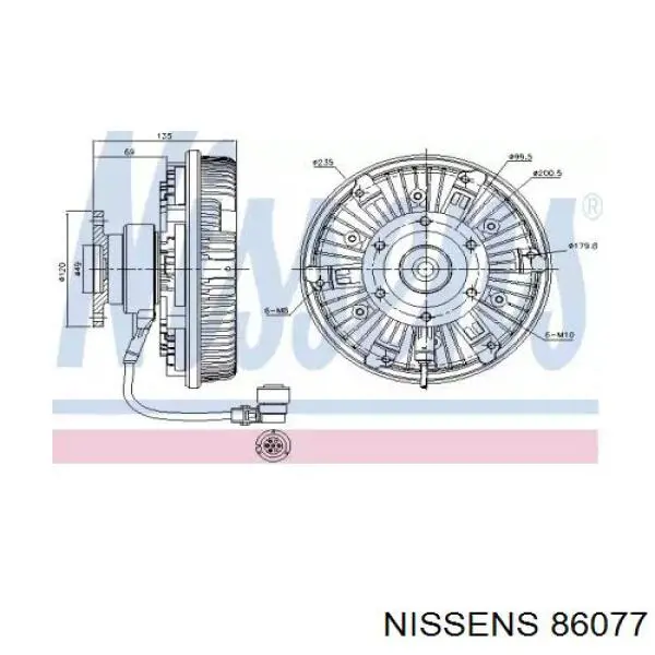 Вискомуфта (вязкостная муфта) вентилятора охлаждения NISSENS 86077