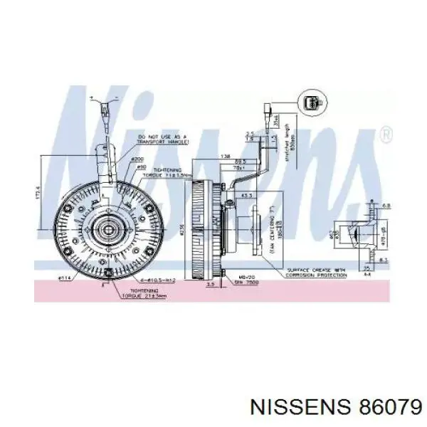 Вискомуфта (вязкостная муфта) вентилятора охлаждения NISSENS 86079