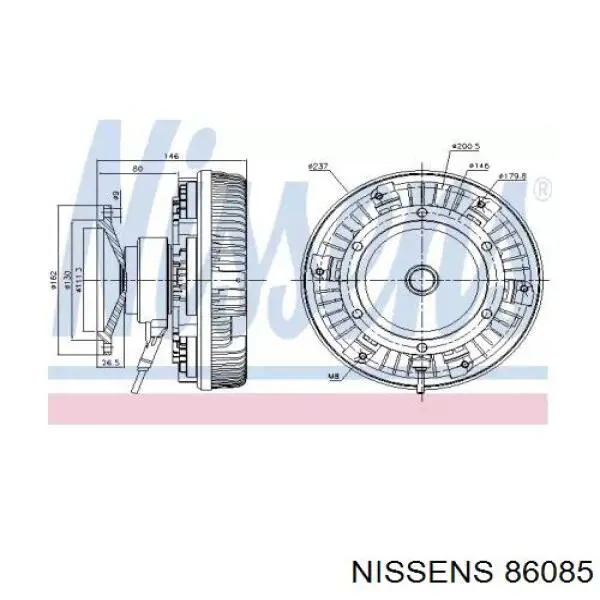 Вискомуфта вентилятора 86085 Nissens