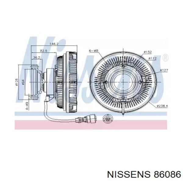 Вискомуфта вентилятора 86086 Nissens