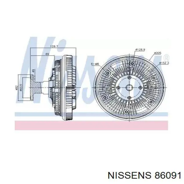 Вискомуфта вентилятора 86091 Nissens