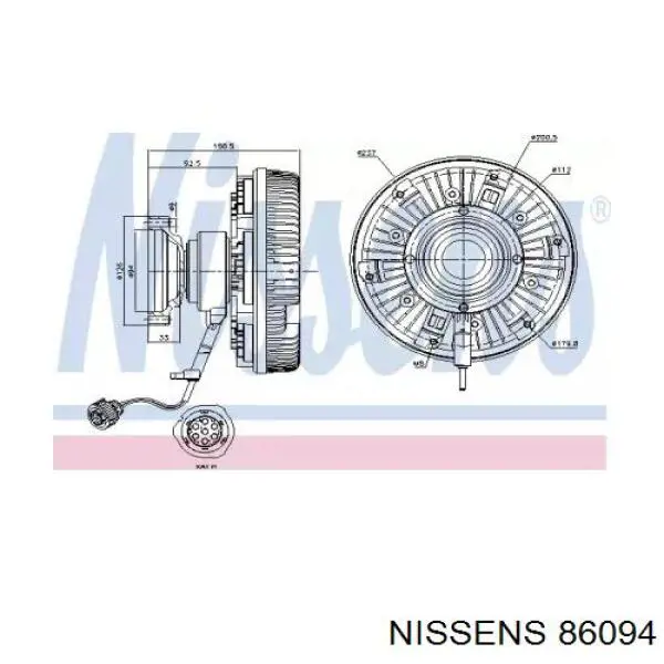 Вискомуфта вентилятора 86094 Nissens