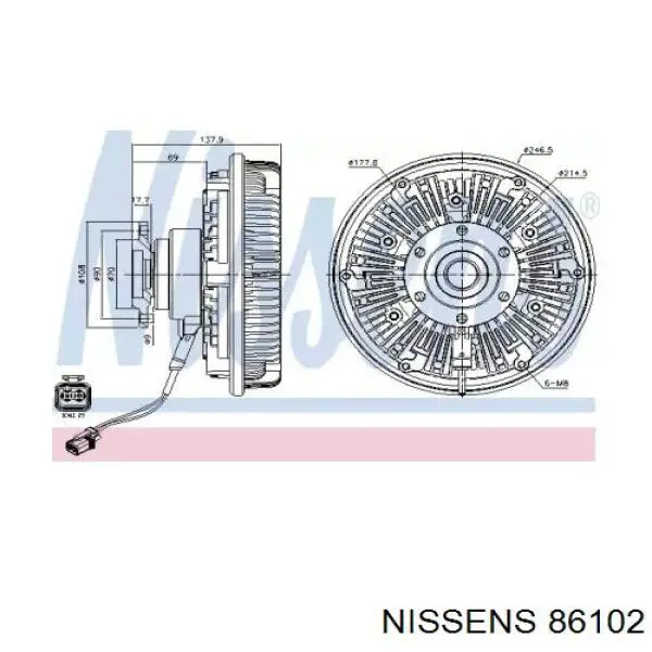 Вискомуфта вентилятора 86102 Nissens