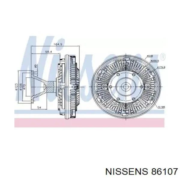 Вискомуфта вентилятора 86107 Nissens