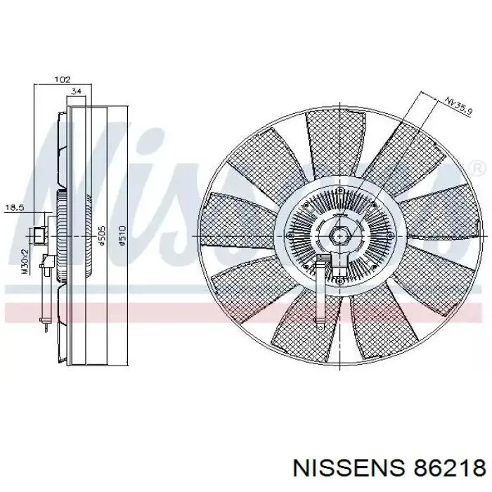 Вентилятор (крыльчатка) радиатора охлаждения NISSENS 86218