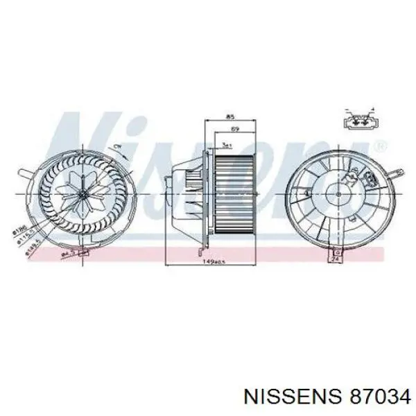 Мотор вентилятора печки (отопителя салона) Nissens 87034 цена, от 62.76 USD
