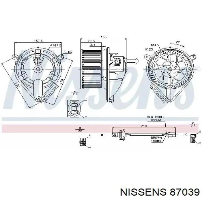 Motor eléctrico, ventilador habitáculo 87039 Nissens