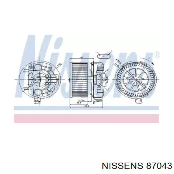 Вентилятор печки 87043 Nissens