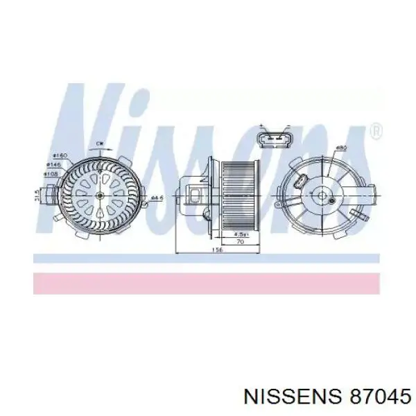 87045 Nissens motor de ventilador de forno (de aquecedor de salão)