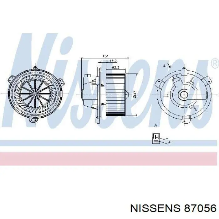 Motor eléctrico, ventilador habitáculo 87056 Nissens