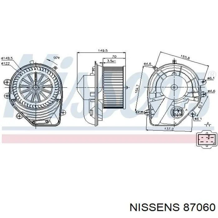 Motor eléctrico, ventilador habitáculo 87060 Nissens