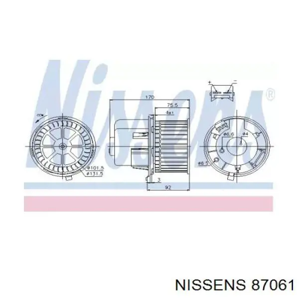 Motor eléctrico, ventilador habitáculo 87061 Nissens